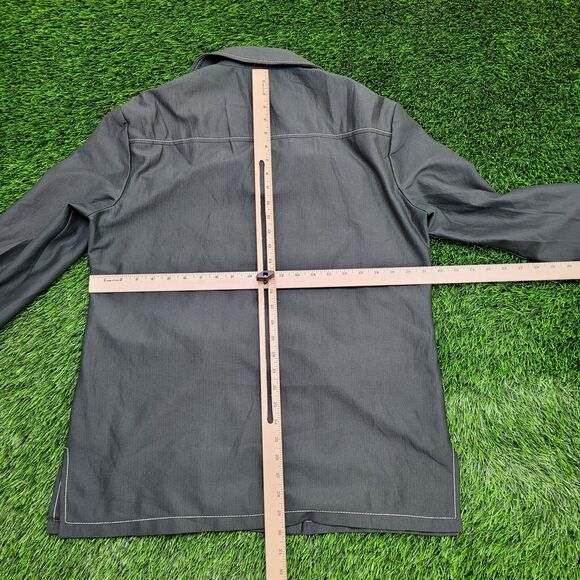 Vintage 70s Safari Style Chore Coat Jacket S/M 21x30 Dagger Collar Scovill Zip - Picture 9 of 12